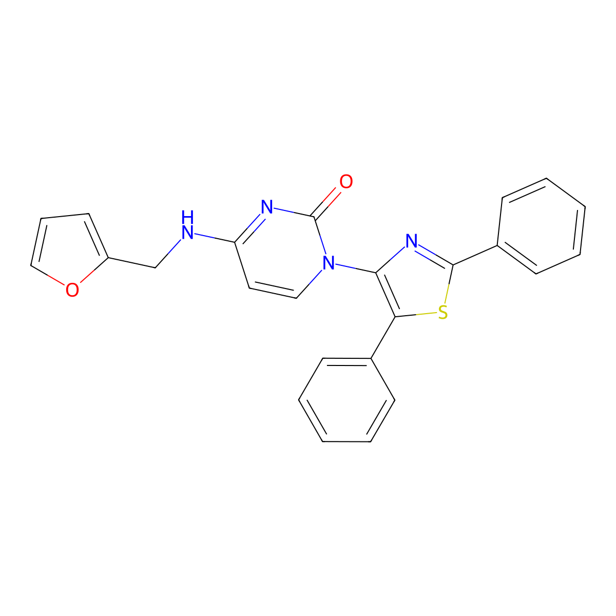 1-(2,5-diphenylthiazol-4-yl)-4-((furan-2-ylmethyl)amino)pyrimidin-2(1H)-one molecular structure, CAS 750617-19-7