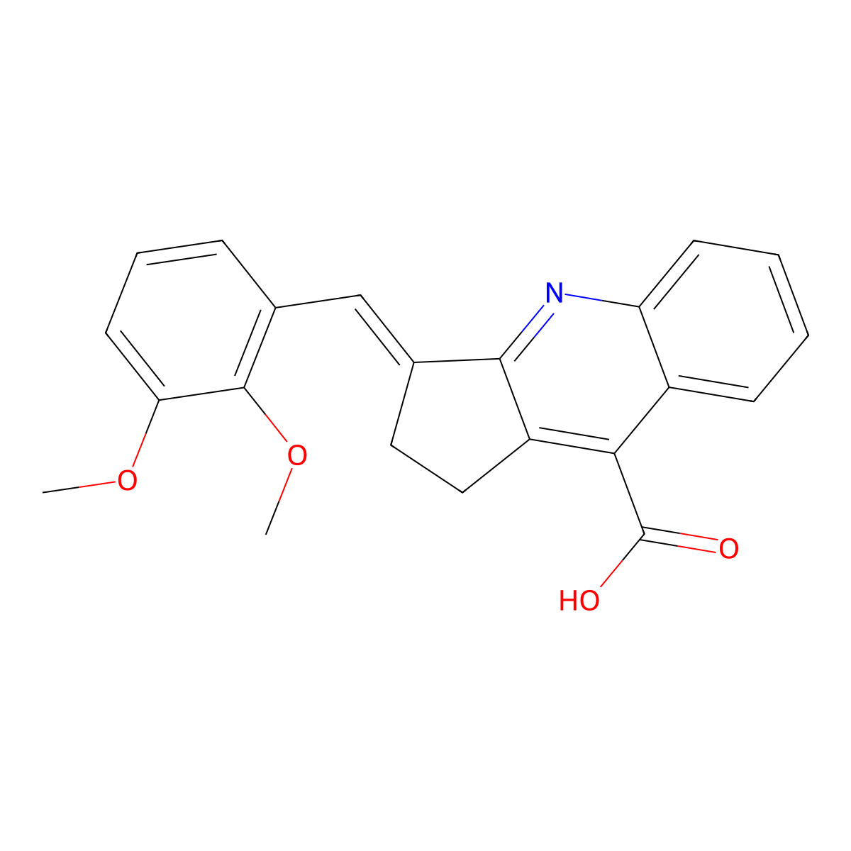 3-[(2,3-dimethoxyphenyl)methylidene]-1H,2H,3H-cyclopenta[b]quinoline-9-carboxylic acid molecular structure, CAS 750617-49-3