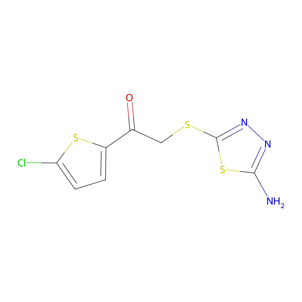 2-[(5-Amino-1,3,4-thiadiazol-2-yl)sulfanyl]-1-(5-chlorothiophen-2-yl)ethanone molecular structure, CAS 750617-61-9