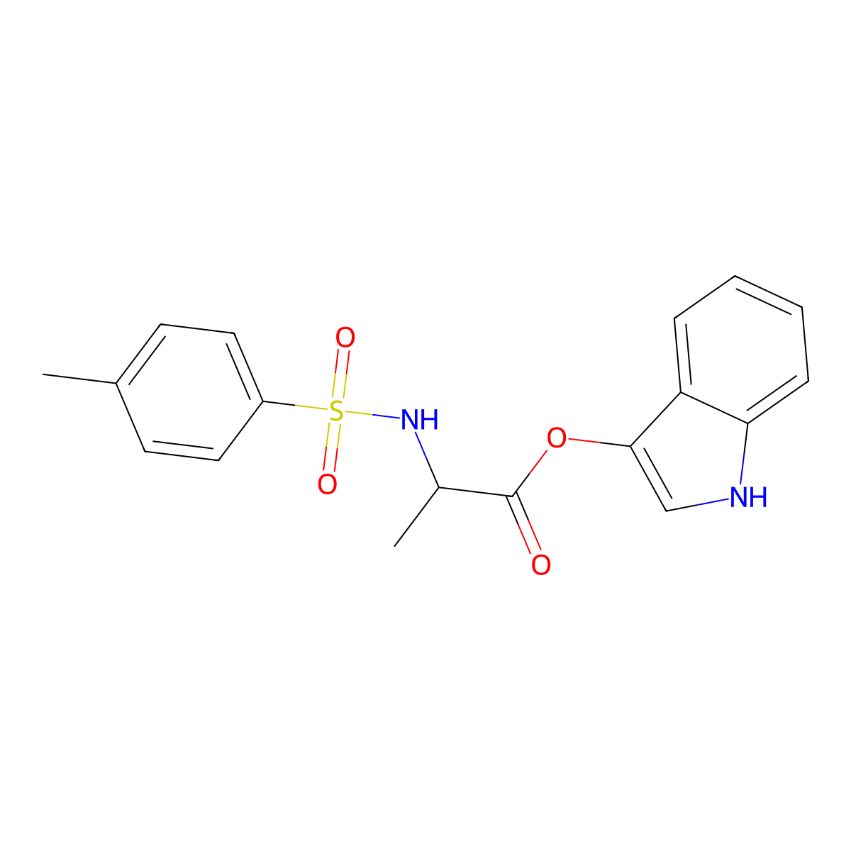 N-((4-Methylphenyl)sulfonyl)-L-alanine 1H-indol-3-yl ester molecular structure, CAS 75062-54-3