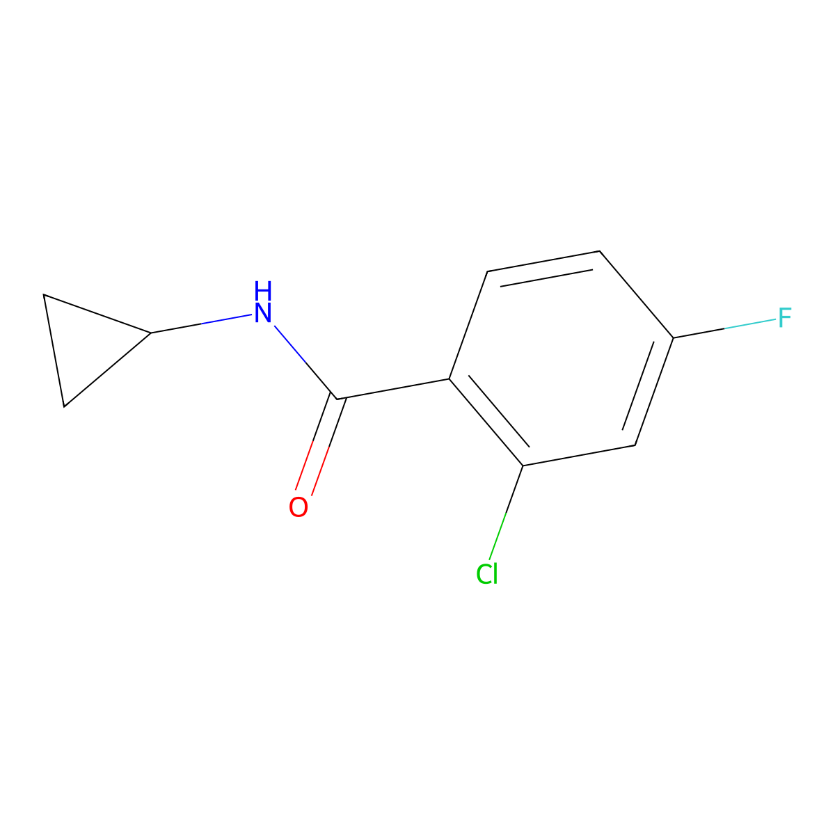 2-chloro-N-cyclopropyl-4-fluorobenzamide molecular structure, CAS 750623-52-0