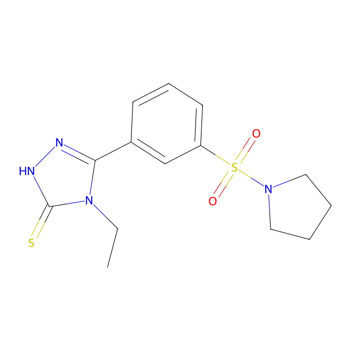 4-ethyl-5-[3-(pyrrolidin-1-ylsulfonyl)phenyl]-4H-1,2,4-triazole-3-thiol molecular structure, CAS 750624-67-0