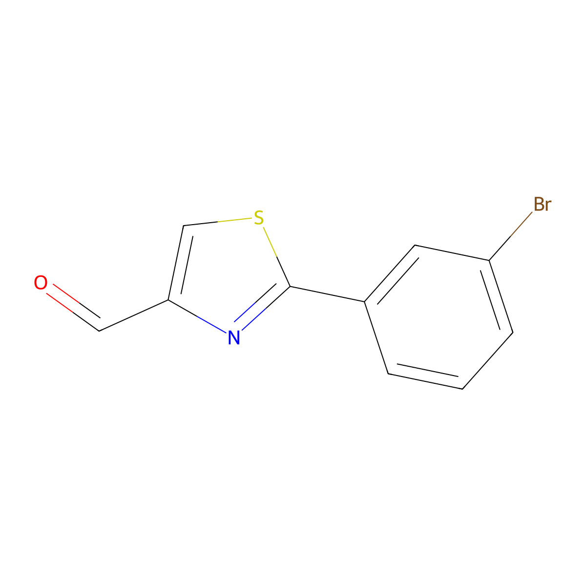 2-(3-Bromophenyl)-1,3-thiazole-4-carbaldehyde molecular structure, CAS 750624-69-2