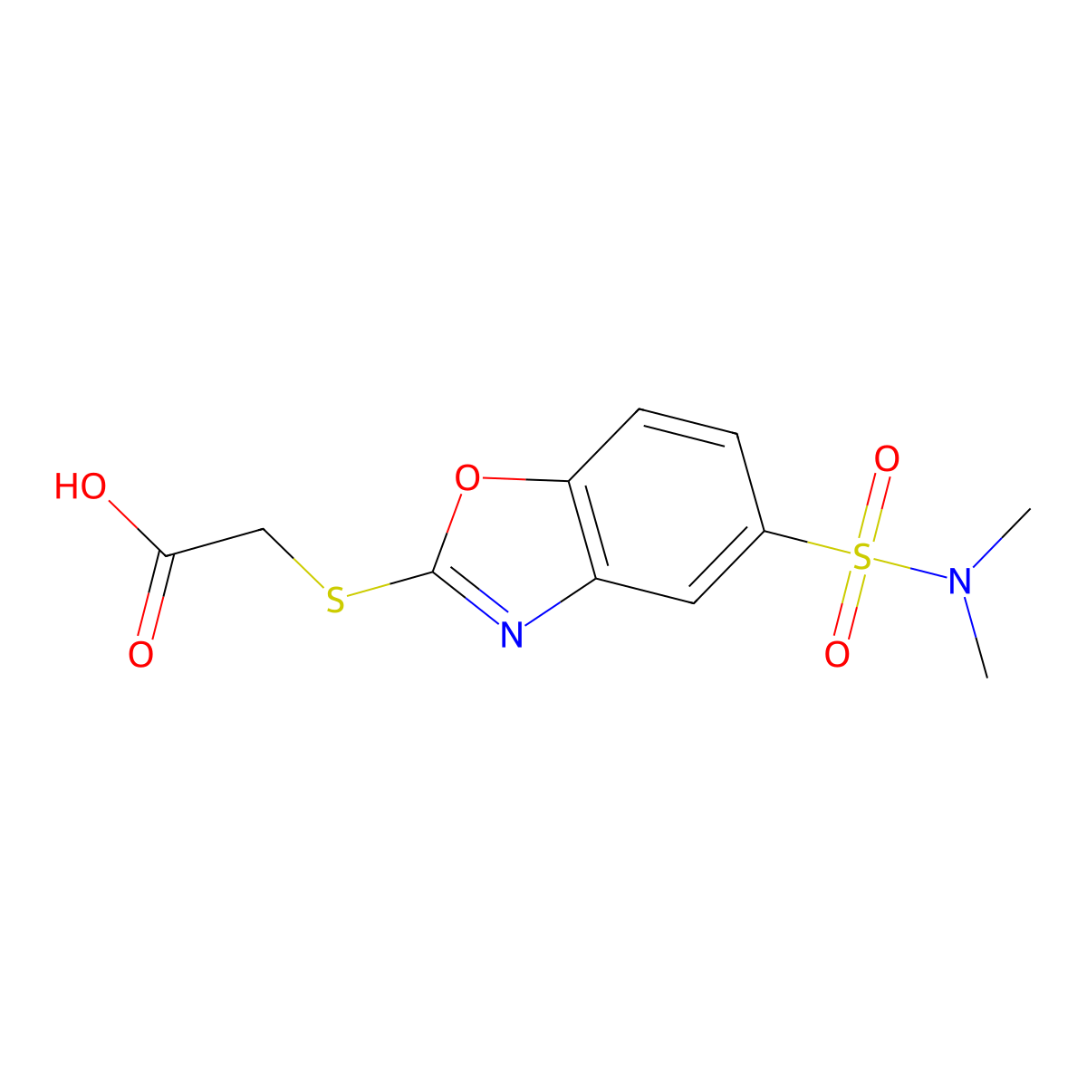 2-{[5-(Dimethylsulfamoyl)-1,3-benzoxazol-2-yl]sulfanyl}acetic acid molecular structure, CAS 750624-70-5