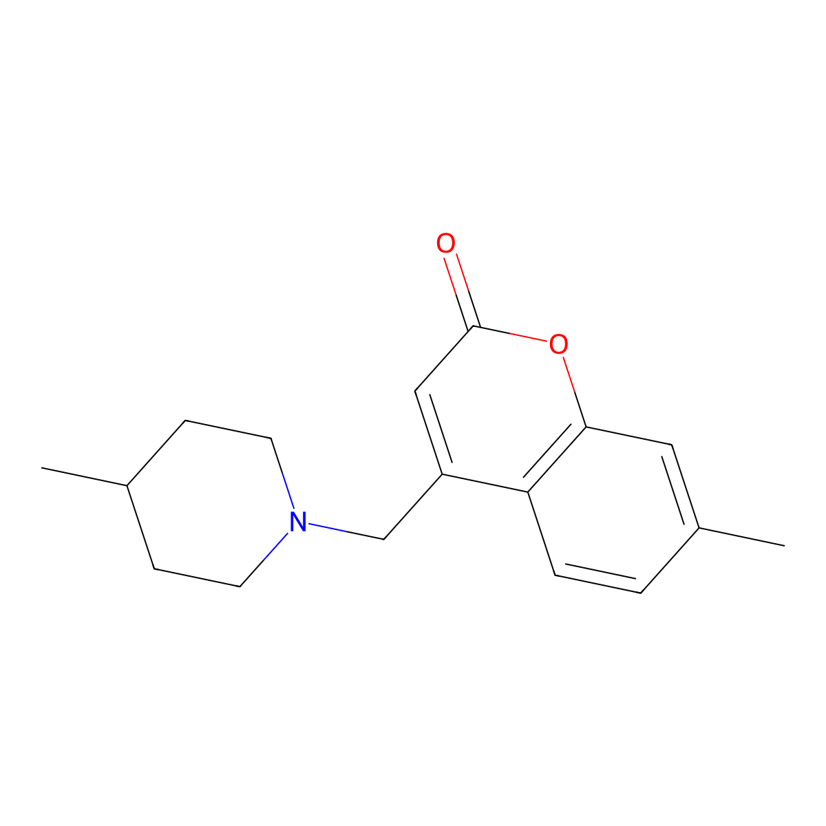 7-methyl-4-((4-methylpiperidin-1-yl)methyl)-2H-chromen-2-one molecular structure, CAS 750626-37-0