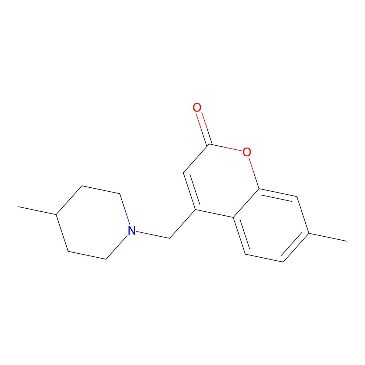 7-methyl-4-((4-methylpiperidin-1-yl)methyl)-2H-chromen-2-one molecular structure, CAS 750626-37-0