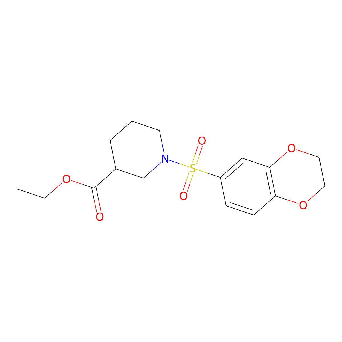 Ethyl 1-(2,3-dihydro-1,4-benzodioxine-6-sulfonyl)piperidine-3-carboxylate molecular structure, CAS 750629-87-9
