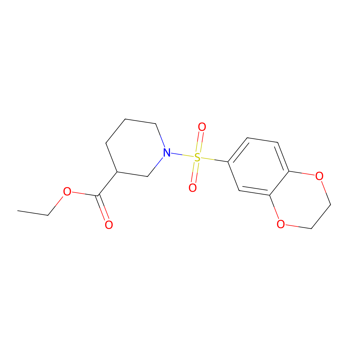 Ethyl 1-(2,3-dihydro-1,4-benzodioxine-6-sulfonyl)piperidine-3-carboxylate molecular structure, CAS 750629-87-9