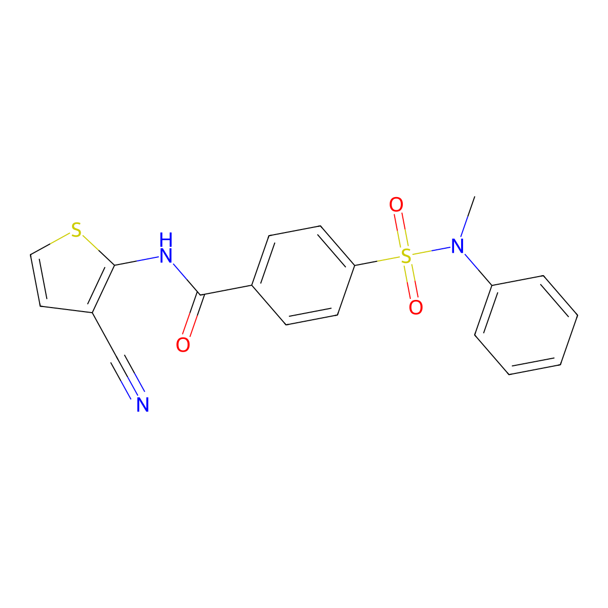 N-(3-cyanothiophen-2-yl)-4-[methyl(phenyl)sulfamoyl]benzamide molecular structure, CAS 750631-12-0