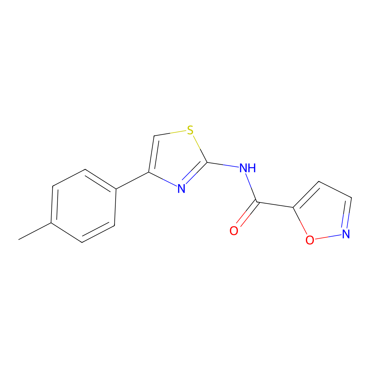 N-[4-(4-methylphenyl)-1,3-thiazol-2-yl]-1,2-oxazole-5-carboxamide molecular structure, CAS 750640-55-2