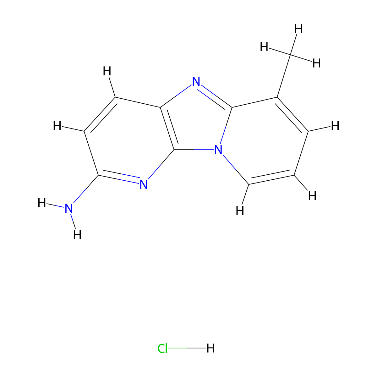 10-Methyl-1,3,8-triazatricyclo[7.4.0.0,2,7]trideca-2,4,6,8,10,12-hexaen-4-amine hydrochloride molecular structure, CAS 75074-78-1