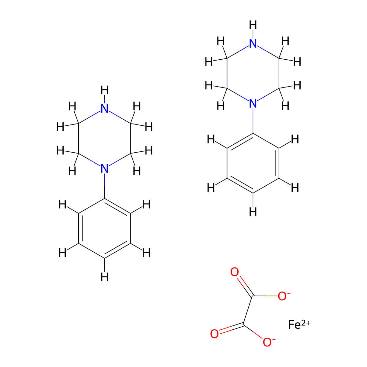 Iron, (ethanedioato(2-)-O,O')bis(1-phenylpiperazine-N(sup 1),N(sup 4))- molecular structure, CAS 75079-25-3
