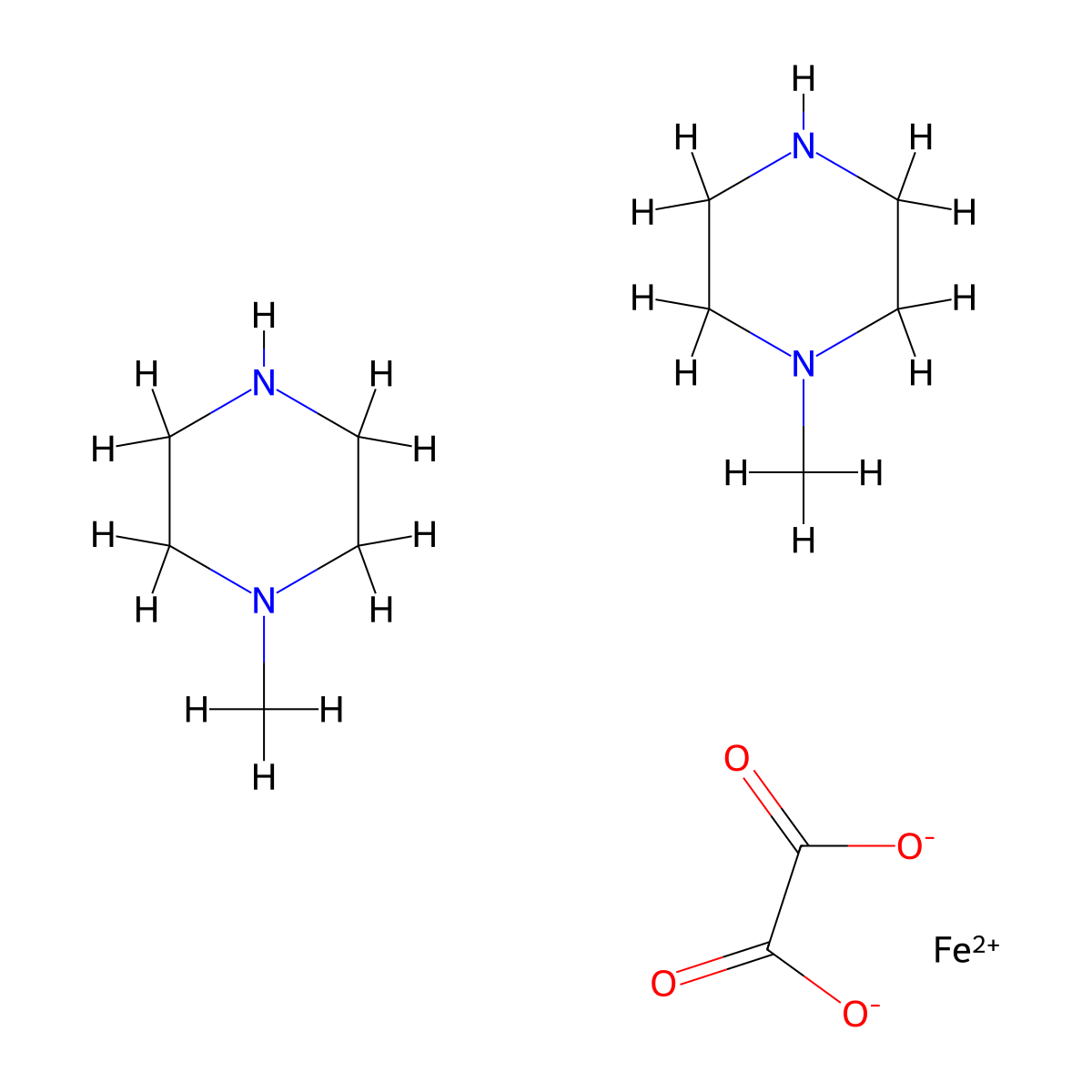 Iron, (ethanedioato(2-)-O,O')bis(1-methylpiperazine-N(sup 1),N(sup 4))- molecular structure, CAS 75079-26-4