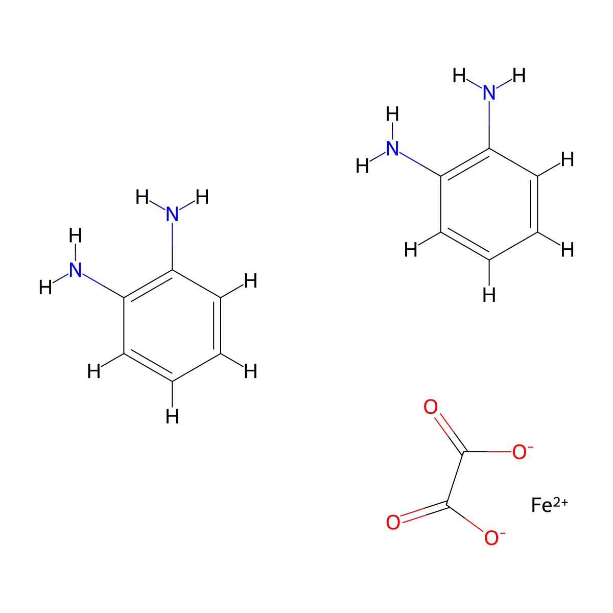 Iron, bis(1,2-benzenediamine-N,N')(ethanedioato(2-)-O,O')-, (OC-6-22)- molecular structure, CAS 75079-27-5