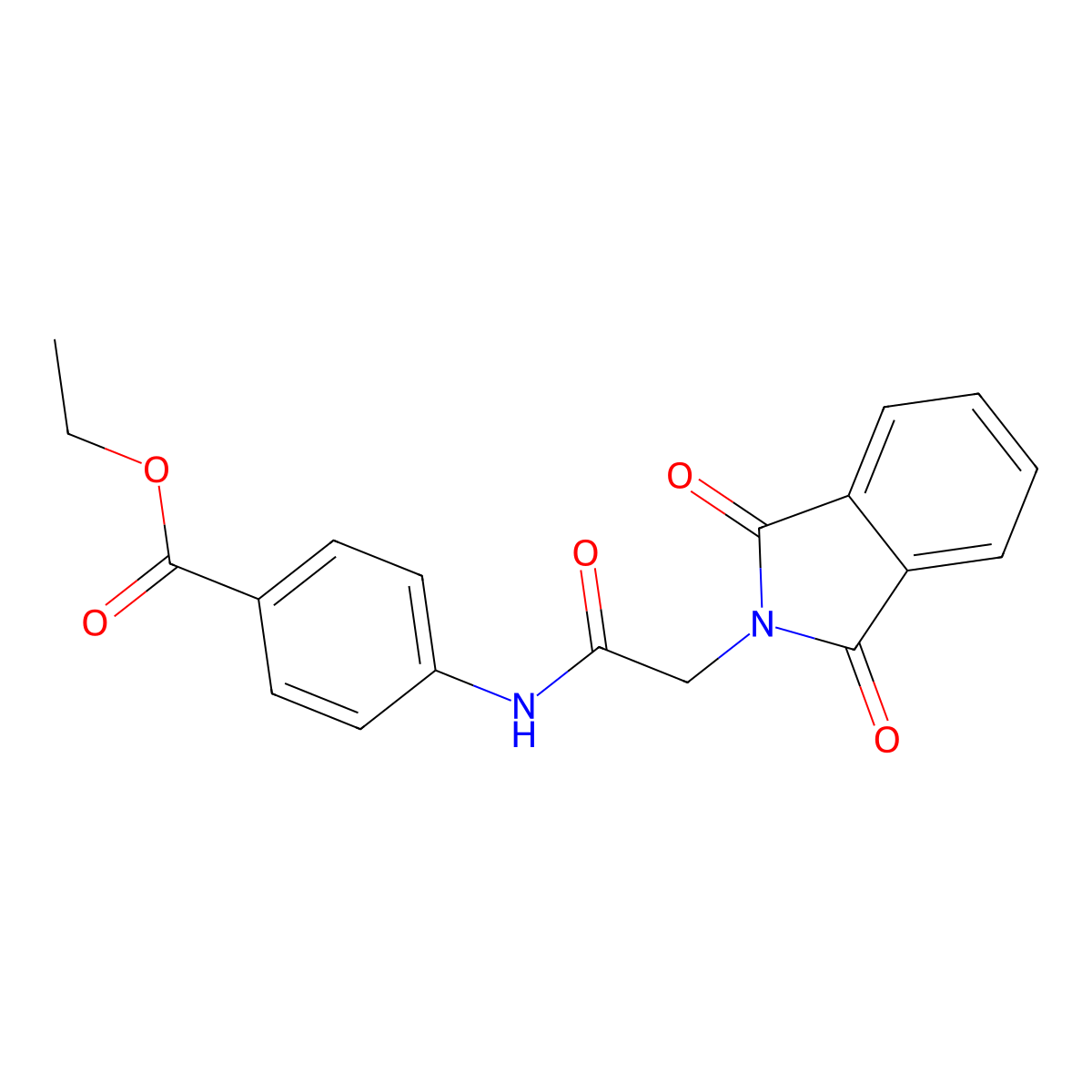 Ethyl 4-[[2-(1,3-dioxoisoindol-2-yl)acetyl]amino]benzoate molecular structure, CAS 7508-58-9