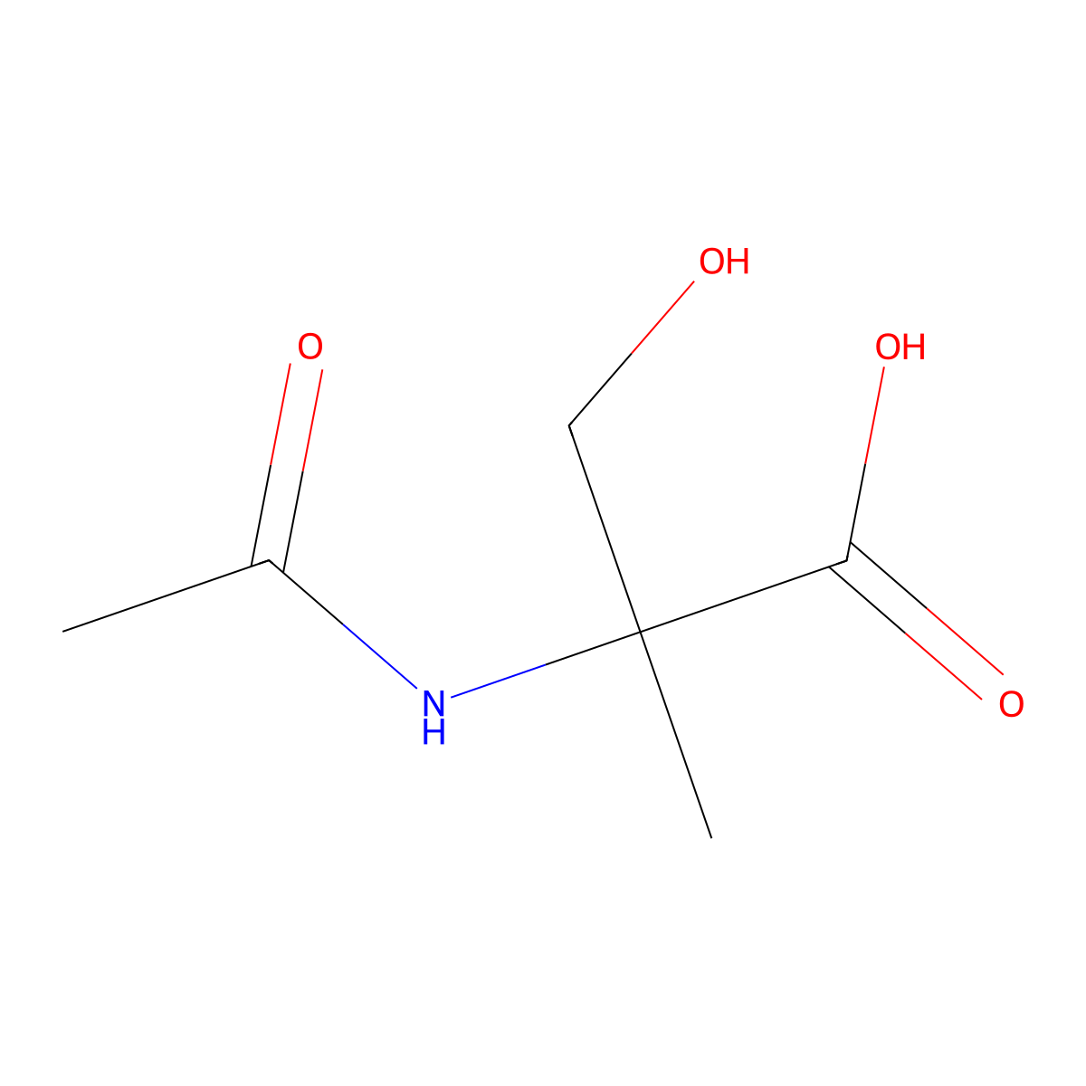 2-Acetamido-3-hydroxy-2-methylpropanoic acid molecular structure, CAS 7508-94-3