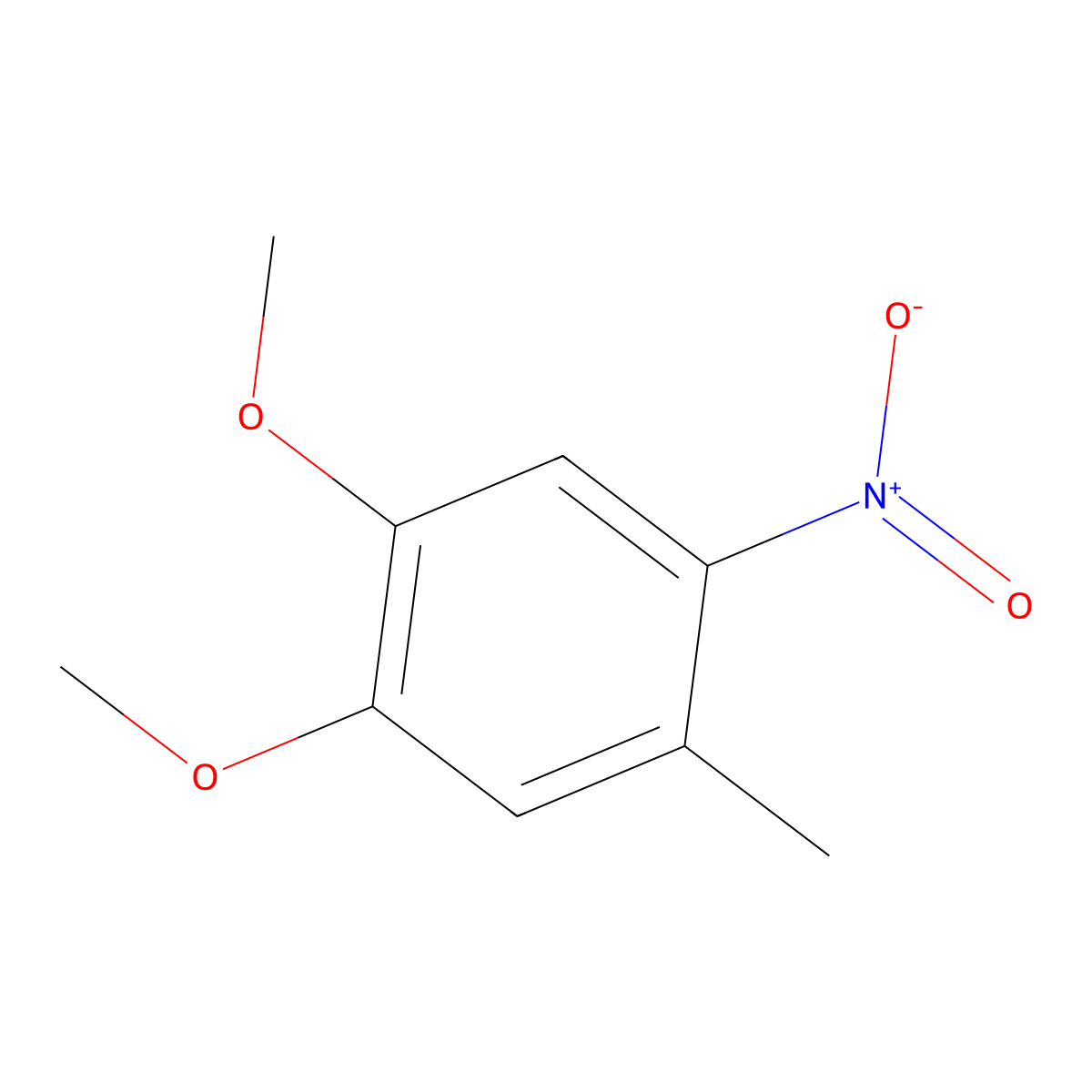 4,5-Dimethoxy-2-nitrotoluene molecular structure, CAS 7509-11-7