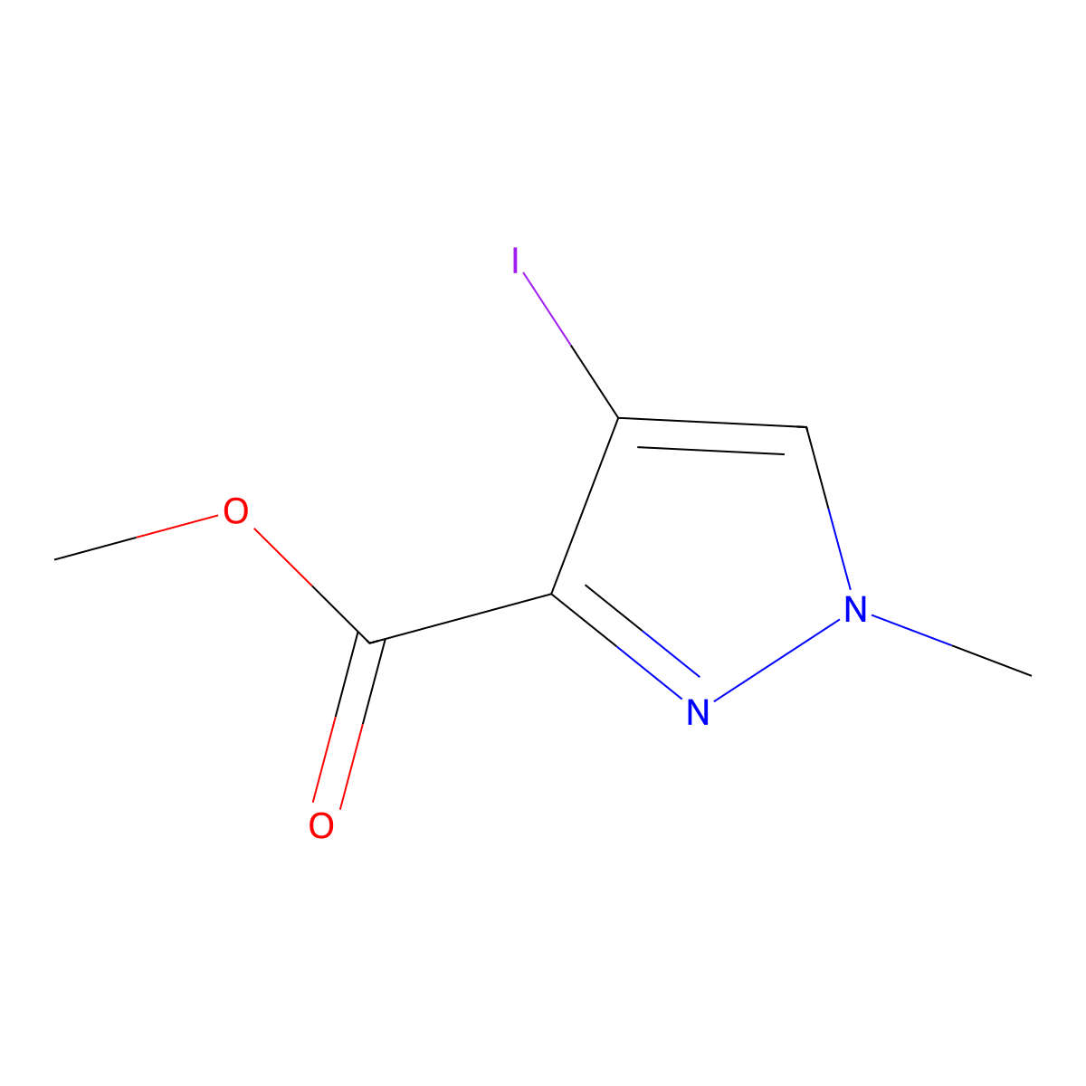 methyl 4-iodo-1-methyl-1H-pyrazole-3-carboxylate molecular structure, CAS 75092-25-0