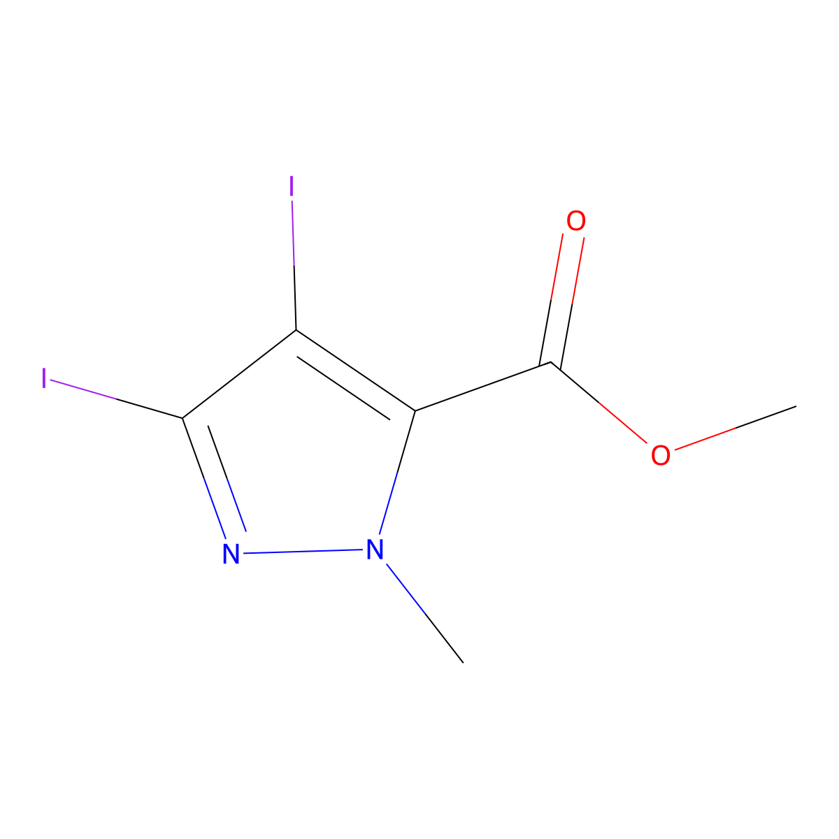 methyl 3,4-diiodo-1-methyl-1H-pyrazole-5-carboxylate molecular structure, CAS 75092-27-2