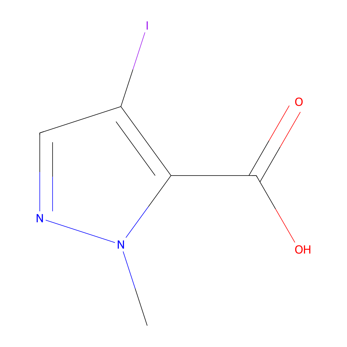 4-Iodo-1-methyl-1H-pyrazole-5-carboxylic acid molecular structure, CAS 75092-30-7