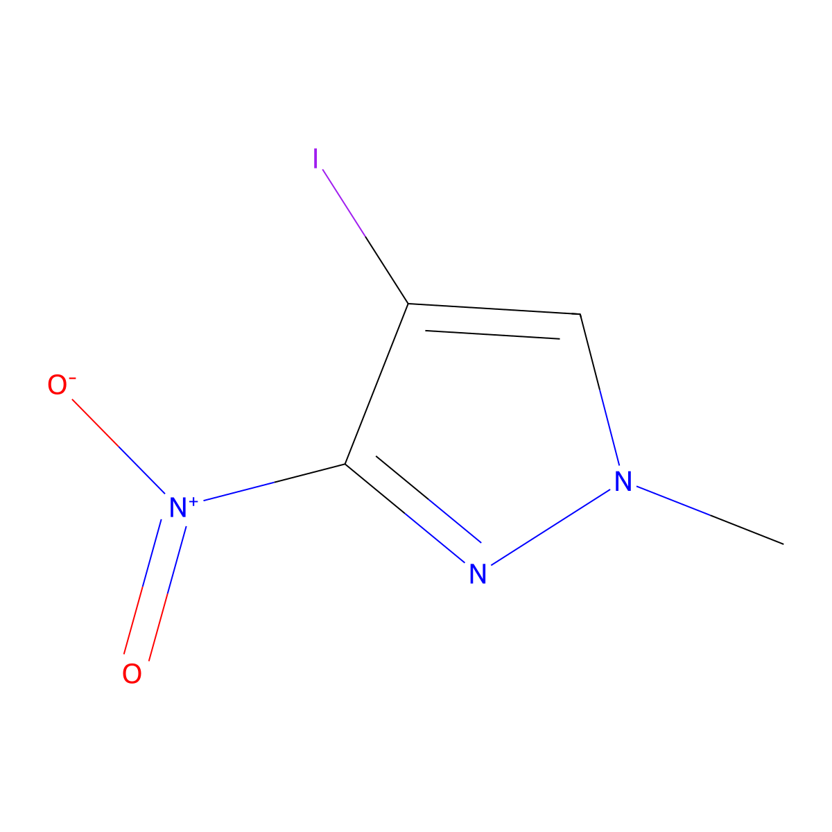 4-iodo-1-methyl-3-nitro-1H-pyrazole molecular structure, CAS 75092-34-1