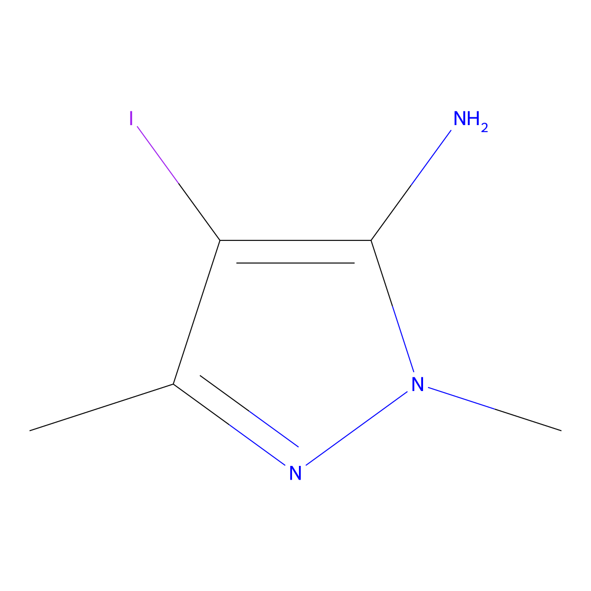 4-iodo-1,3-dimethyl-1H-pyrazol-5-amine molecular structure, CAS 75092-40-9