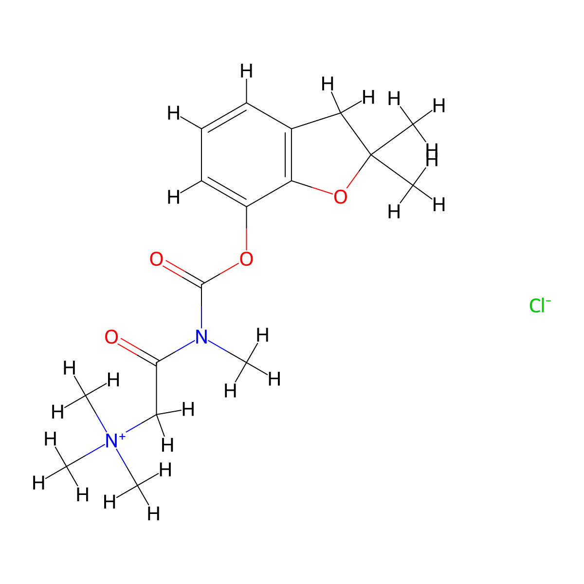 Ethanaminium, 2-((((2,3-dihydro-2,2-dimethyl-7-benzofuranyl)oxy)carbonyl)methylamino)-N,N,N-trimethyl-2-oxo-, chloride molecular structure, CAS 75096-86-5