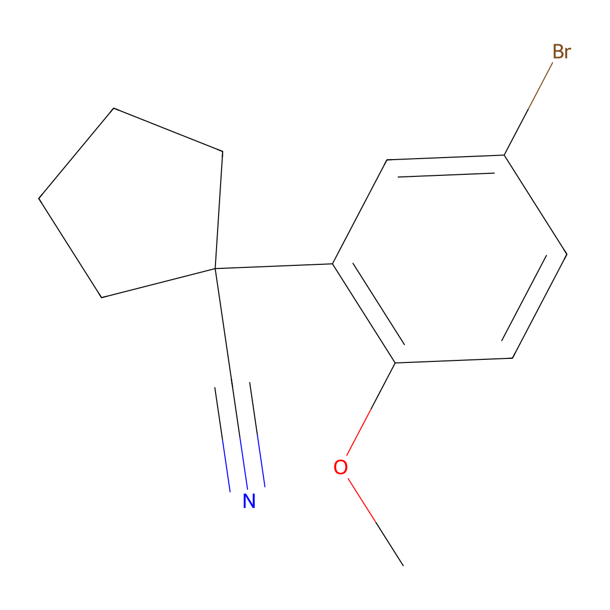 1-(5-Bromo-2-methoxyphenyl)cyclopentanecarbonitrile molecular structure, CAS 75097-56-2