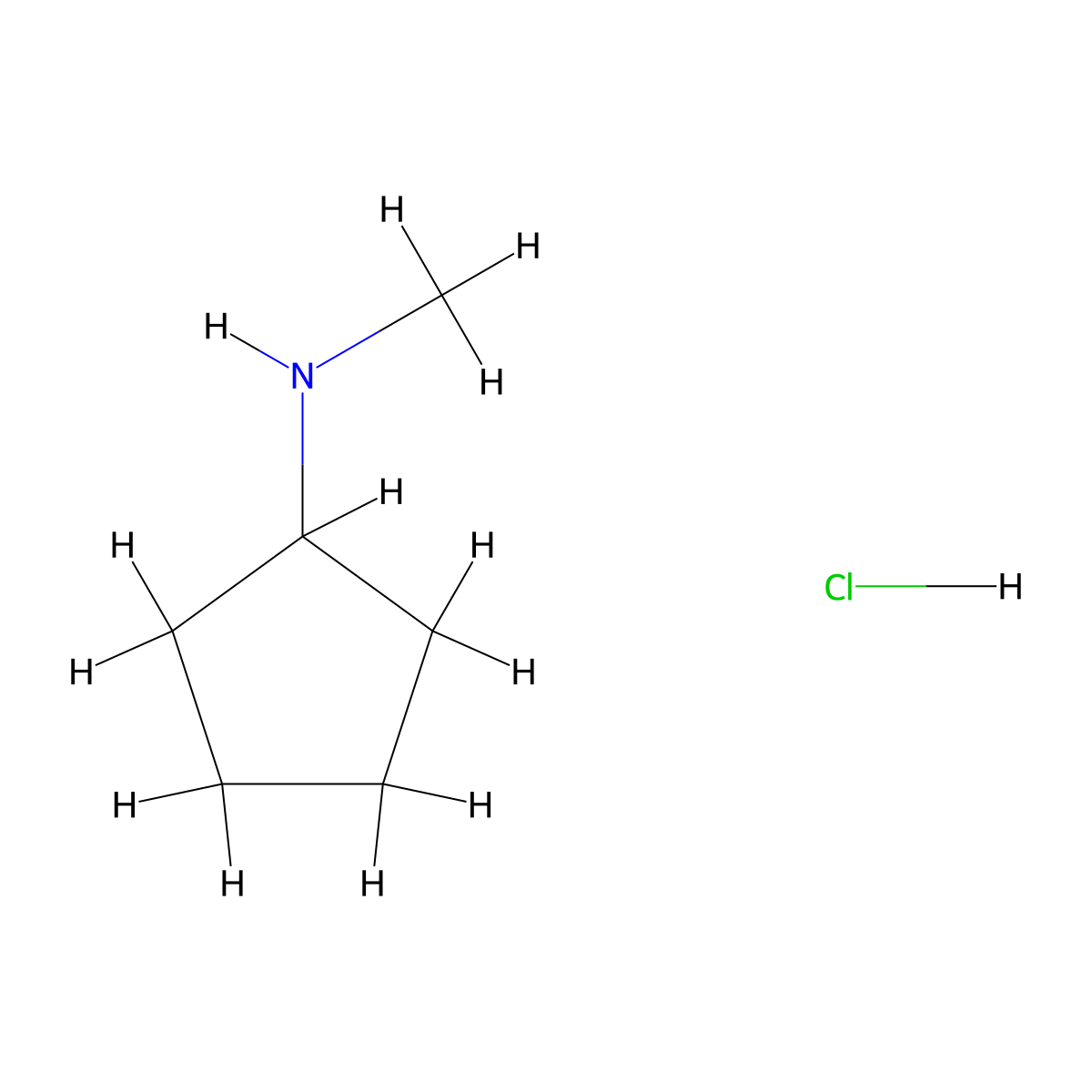 N-methylcyclopentanamine hydrochloride molecular structure, CAS 75098-42-9