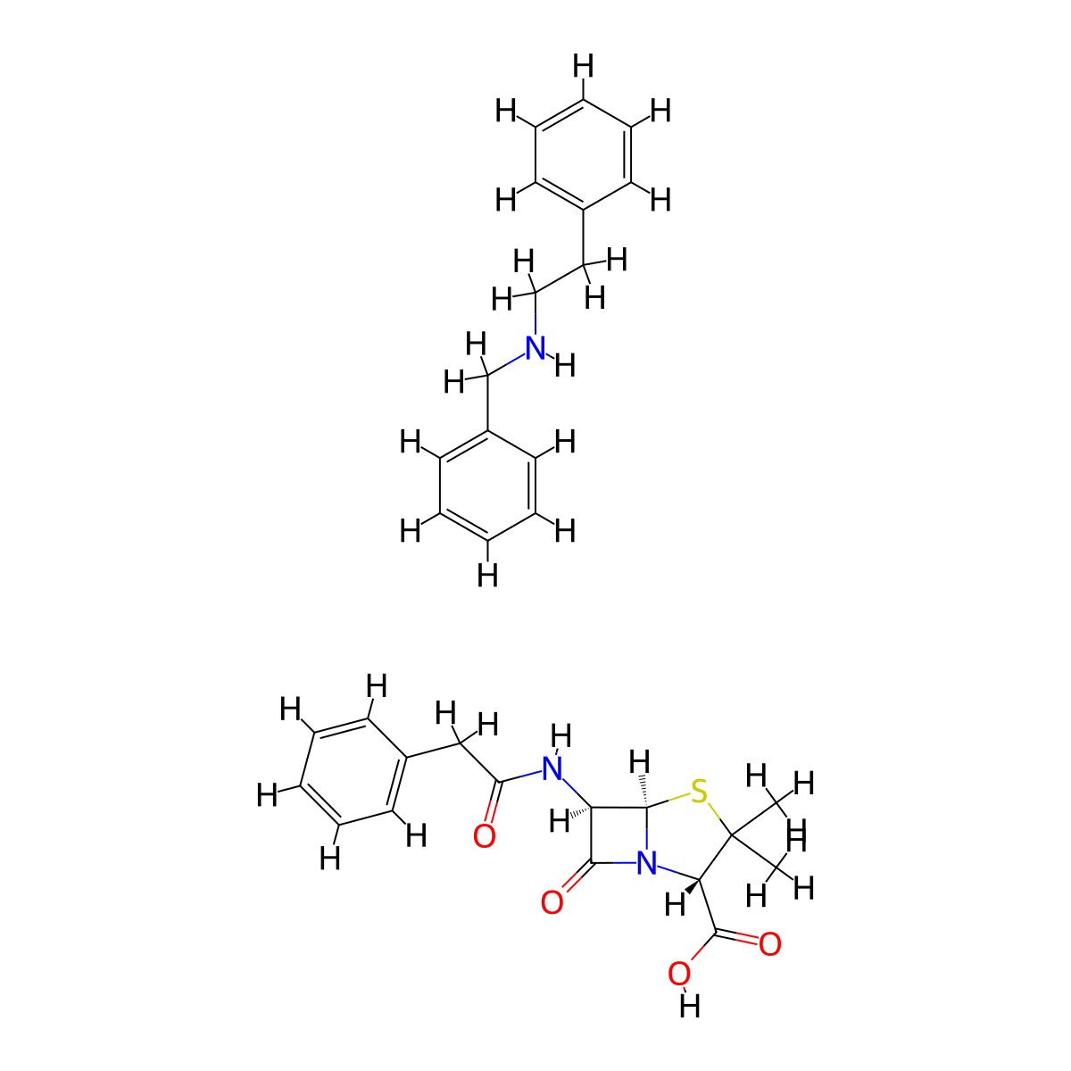 Benethamine Penicillin molecular structure, CAS 751-84-8