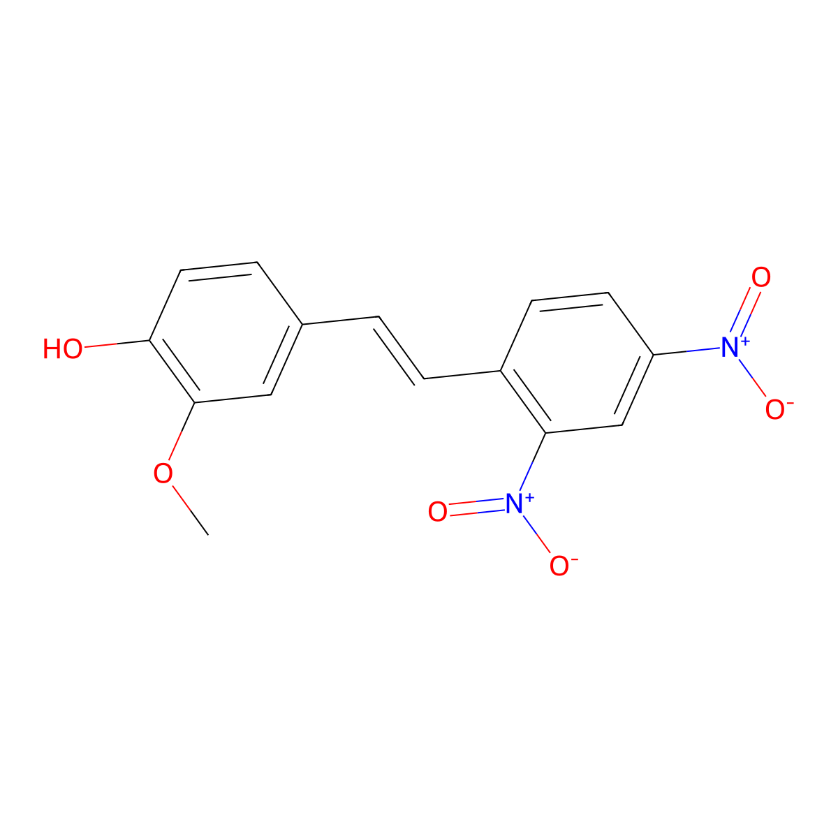 4-[(E)-2-(2,4-dinitrophenyl)ethenyl]-2-methoxyphenol molecular structure, CAS 7510-71-6