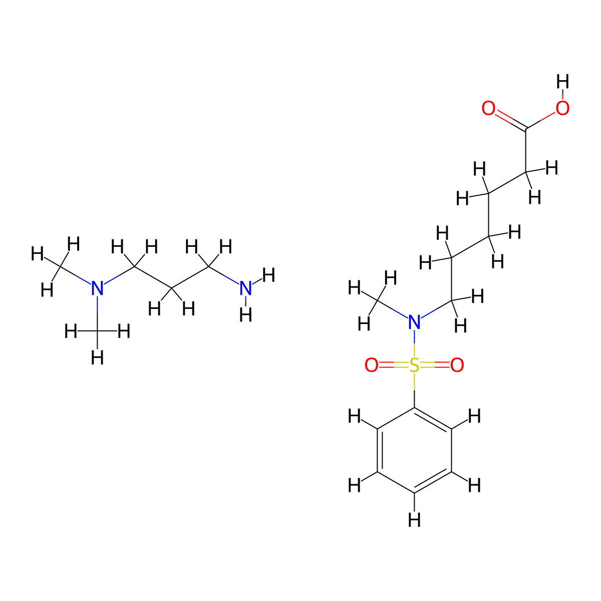 Hexanoic acid, 6-(methyl(phenylsulfonyl)amino)-, compd. with N1,N1-dimethyl-1,3-propanediamine (1:1) molecular structure, CAS 75113-50-7