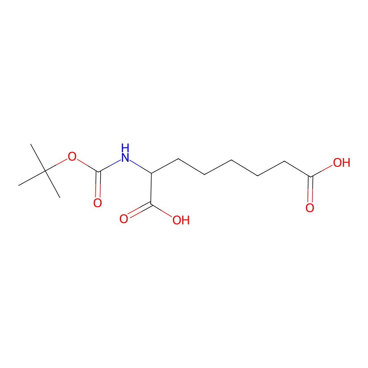 (R)-2-((tert-Butoxycarbonyl)amino)octanedioic acid molecular structure, CAS 75113-71-2