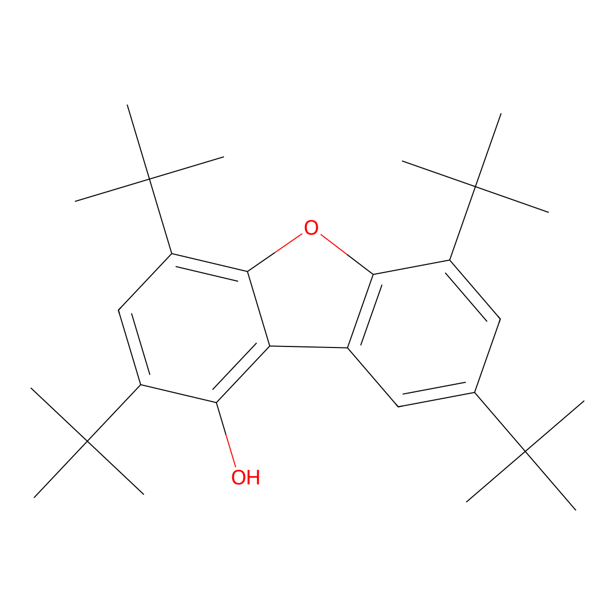 2,4,6,8-Tetra-tert-butyldibenzo[b,d]furan-1-ol molecular structure, CAS 75116-27-7