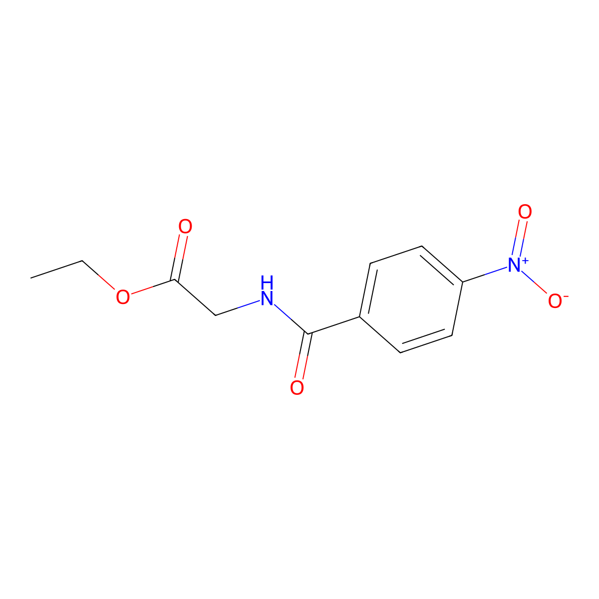 Ethyl 2-[(4-nitrobenzoyl)amino]acetate molecular structure, CAS 7512-77-8