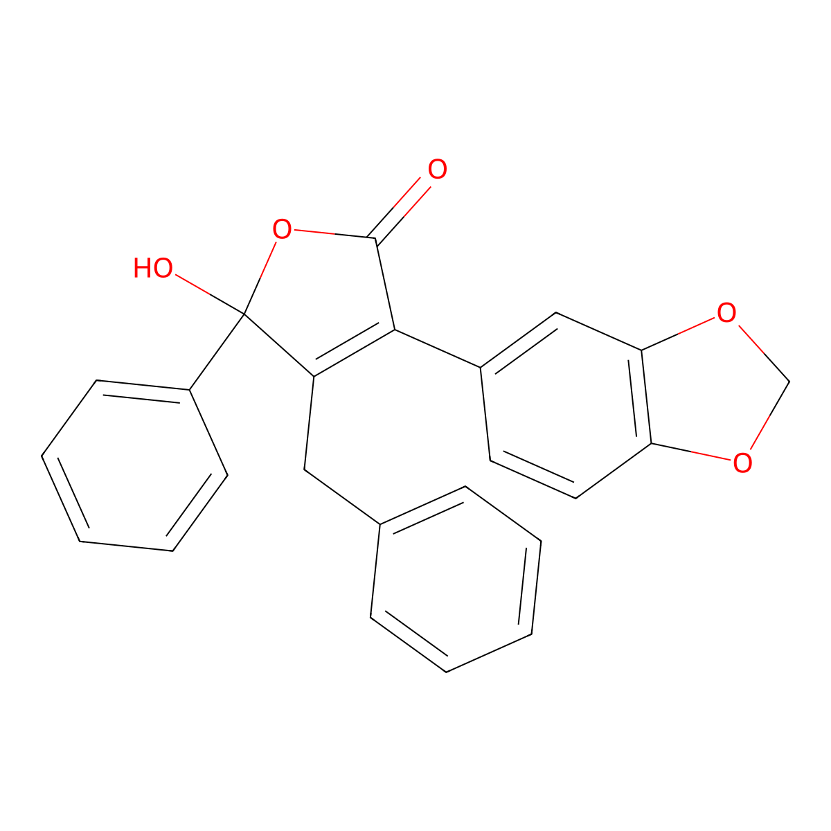 3-(1,3-Benzodioxol-5-yl)-4-benzyl-5-hydroxy-5-phenylfuran-2-one molecular structure, CAS 7512-78-9