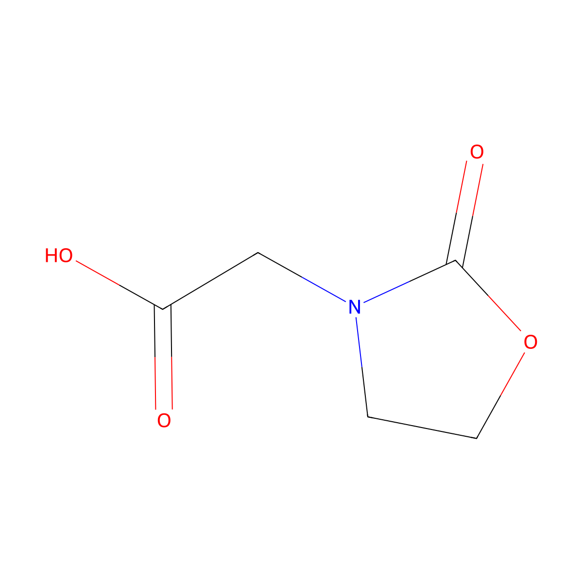 (2-Oxo-1,3-oxazolidin-3-yl)acetic acid molecular structure, CAS 75125-23-4
