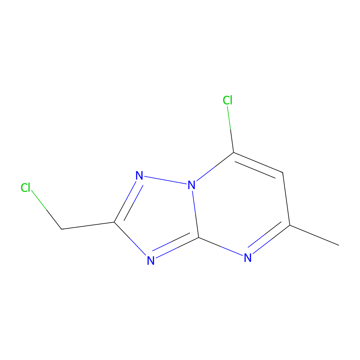7-Chloro-2-(chloromethyl)-5-methyl-[1,2,4]triazolo[1,5-a]pyrimidine molecular structure, CAS 75125-83-6