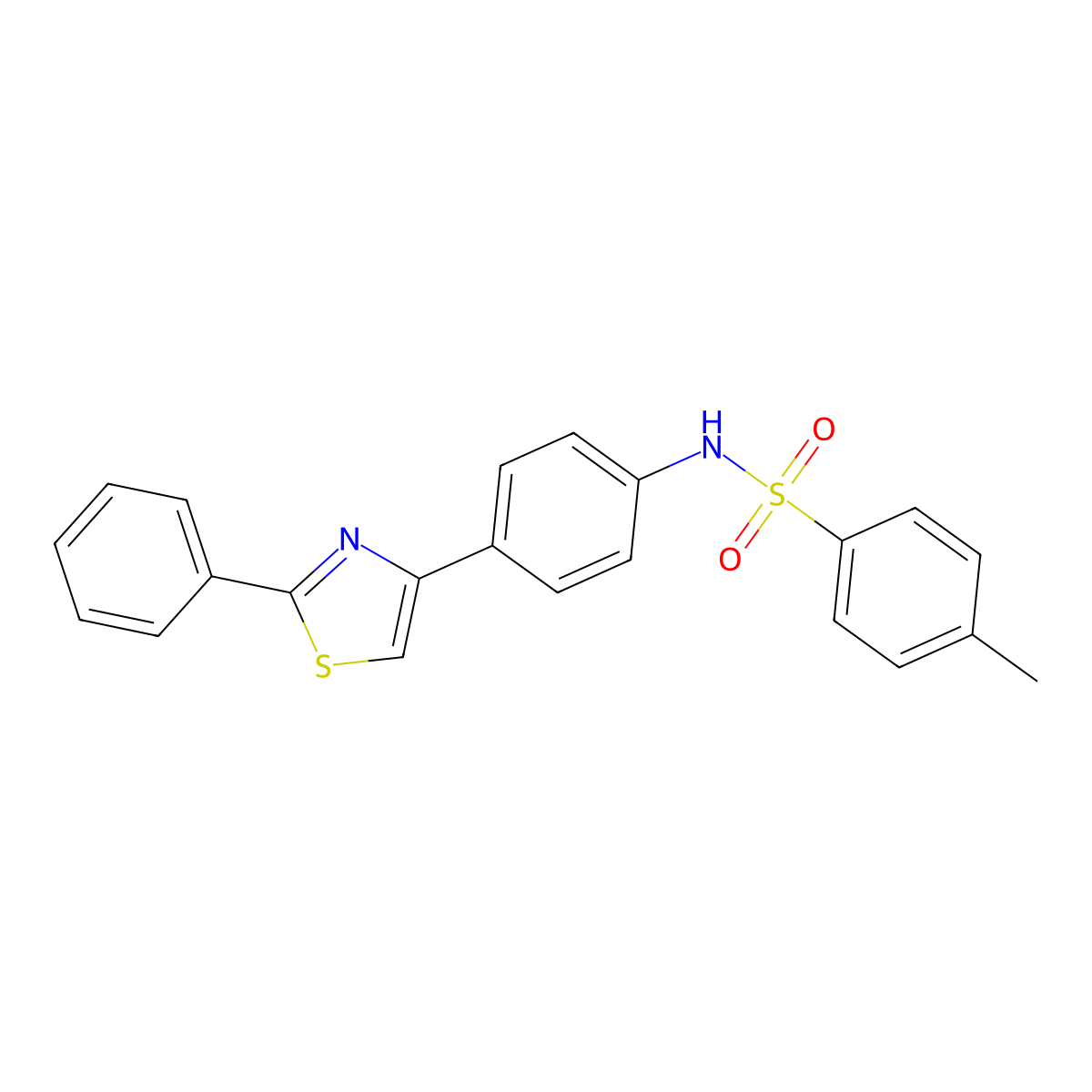 4-methyl-N-[4-(2-phenyl-1,3-thiazol-4-yl)phenyl]benzenesulfonamide molecular structure, CAS 75129-33-8