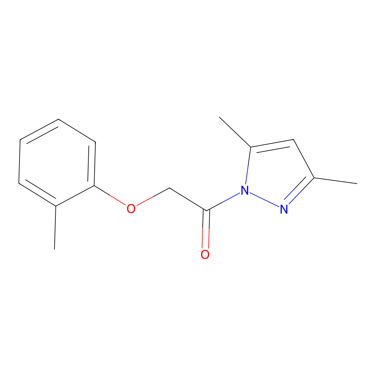 1-(3,5-Dimethylpyrazol-1-yl)-2-(2-methylphenoxy)ethanone molecular structure, CAS 75129-61-2