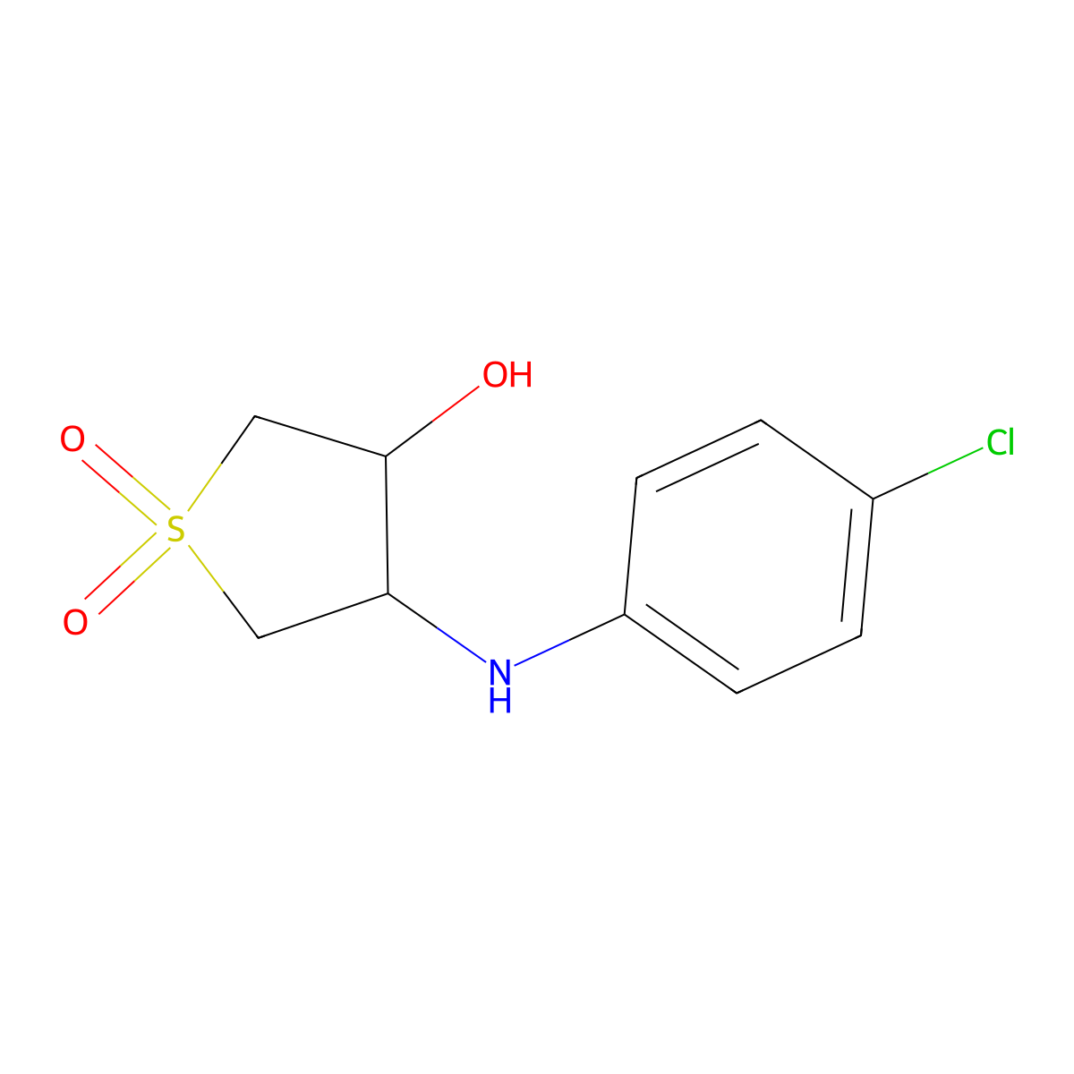 (3S,4R)-4-(4-Chloro-phenylamino)-1,1-dioxo-tetrahydro-1lambda*6*-thiophen-3-ol molecular structure, CAS 75135-17-0