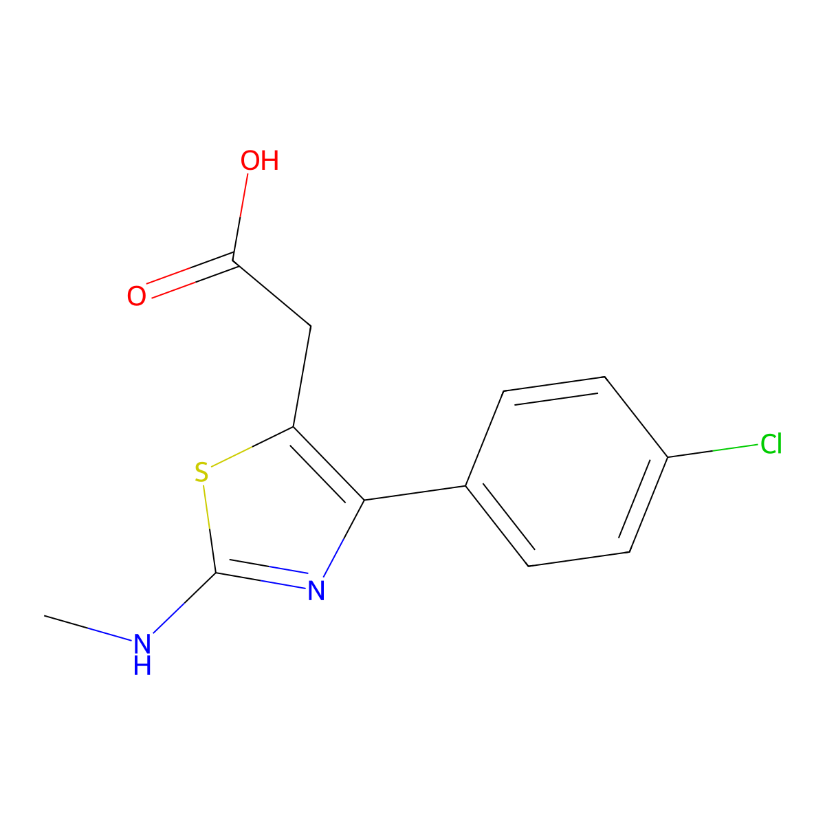 2-(4-(4-Chlorophenyl)-2-(methylamino)-1,3-thiazol-5-yl)acetic acid molecular structure, CAS 751427-39-1