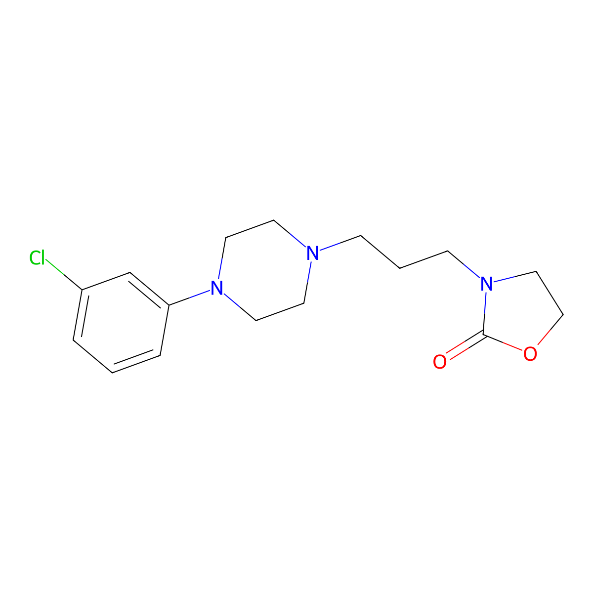 3-[3-[4-(3-Chlorophenyl)-1-piperazinyl]propyl]-2-oxazolidinone molecular structure, CAS 751427-58-4