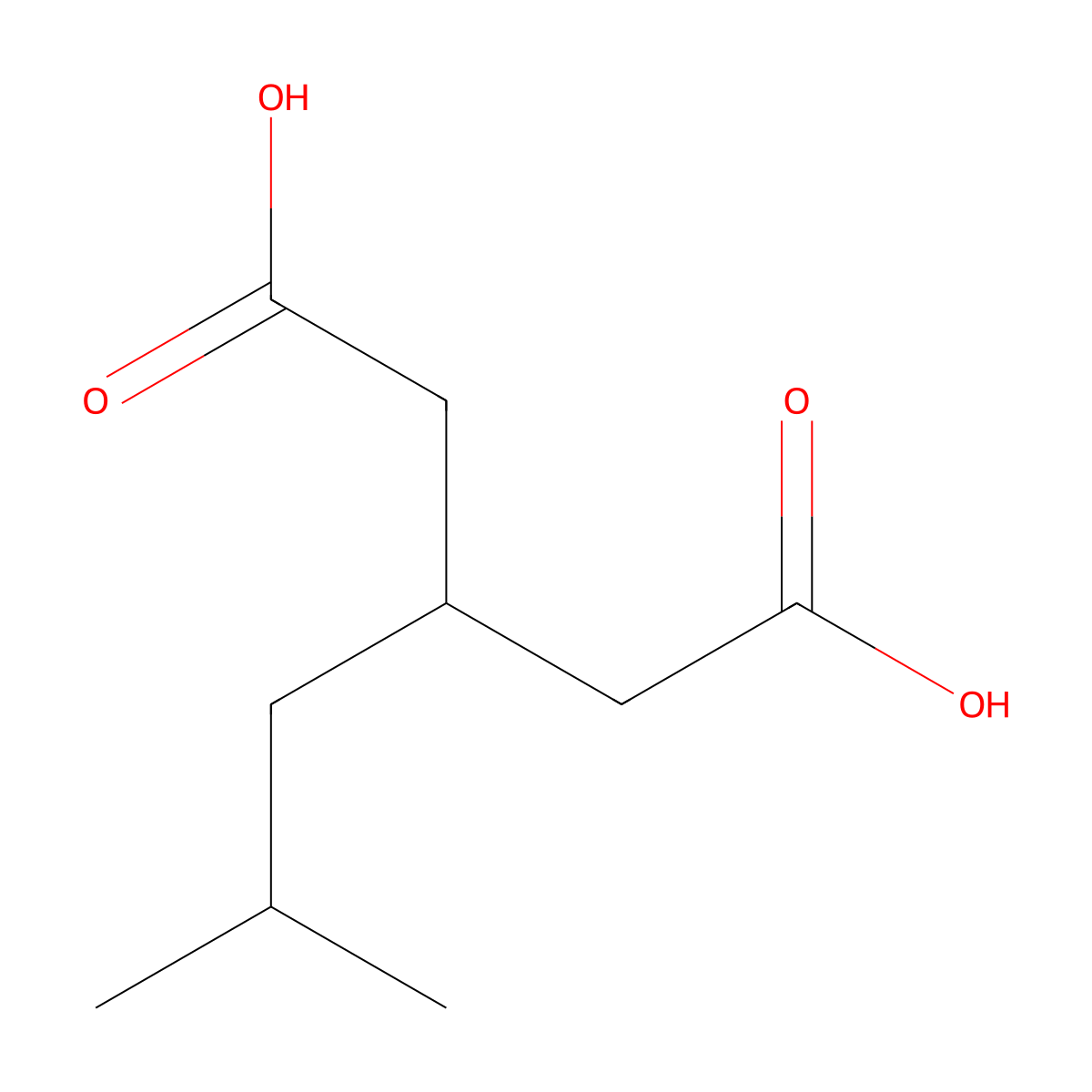 Isobutylglutaric acid molecular structure, CAS 75143-89-4