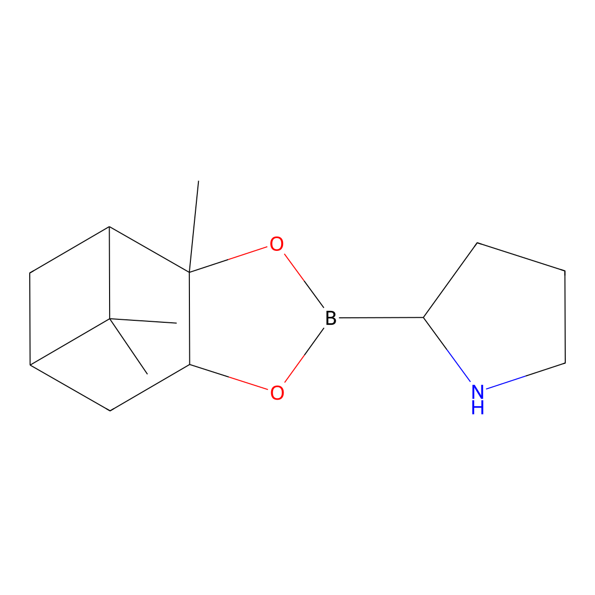 (S)-2-((3AR,4R,6R,7aS)-3a,5,5-trimethylhexahydro-4,6-methanobenzo[d][1,3,2]dioxaborol-2-yl)pyrrolidine molecular structure, CAS 751452-96-7