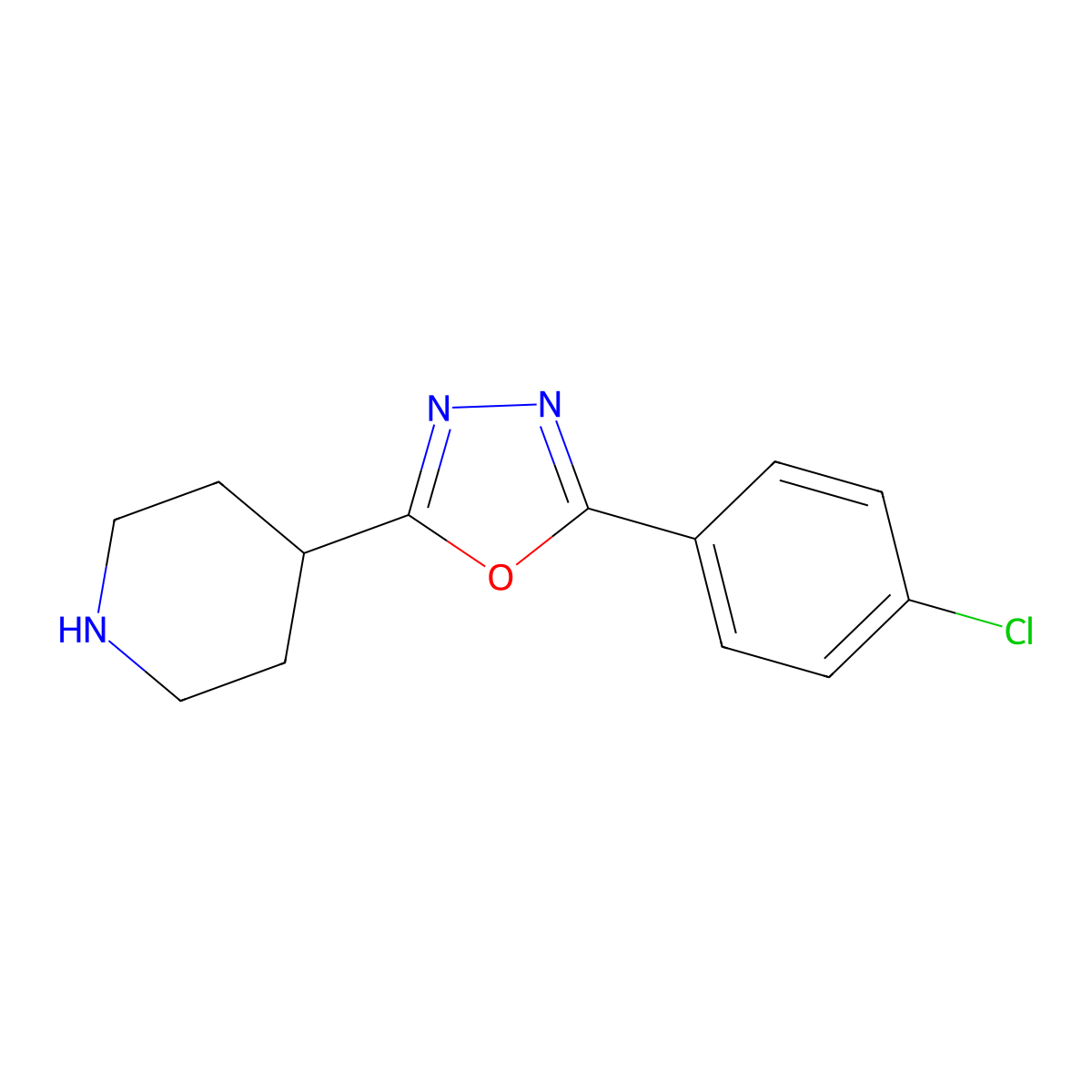 2-(4-Chlorophenyl)-5-(piperidin-4-yl)-1,3,4-oxadiazole molecular structure, CAS 751473-46-8