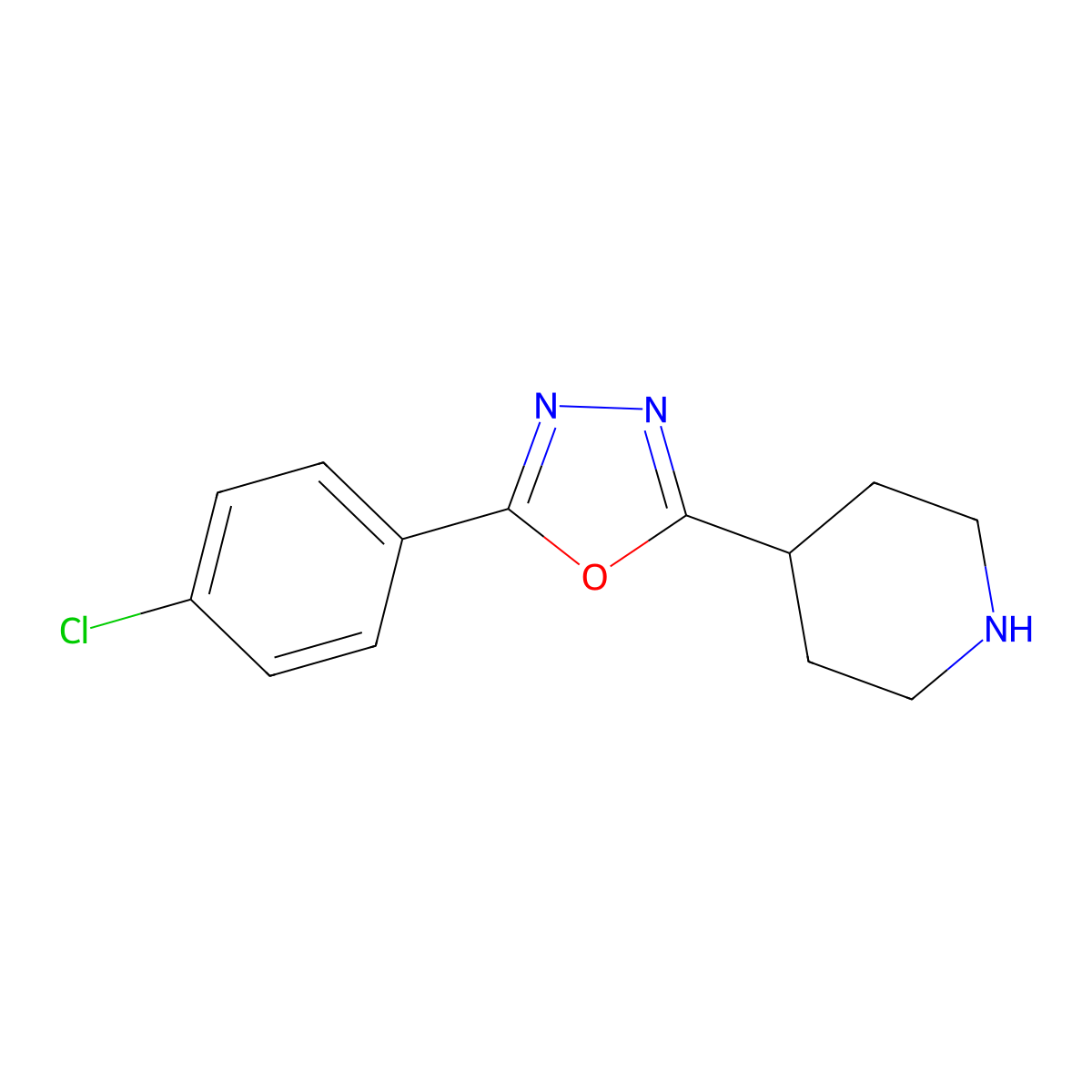 2-(4-Chlorophenyl)-5-(piperidin-4-yl)-1,3,4-oxadiazole molecular structure, CAS 751473-46-8