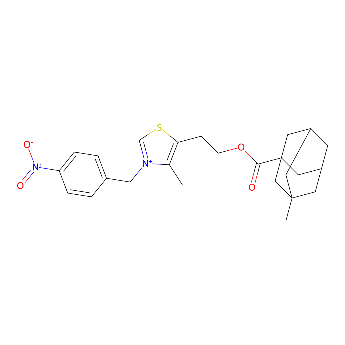 2-[4-Methyl-3-[(4-nitrophenyl)methyl]-1,3-thiazol-3-ium-5-yl]ethyl 3-methyladamantane-1-carboxylate molecular structure, CAS 751475-56-6
