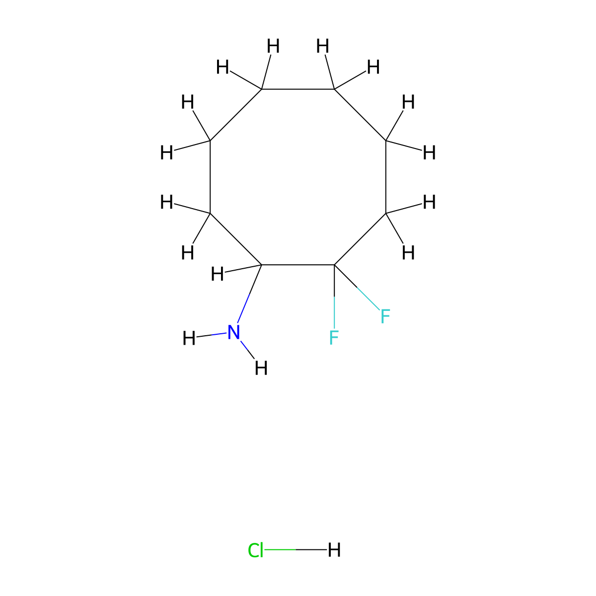 2,2-Difluorocyclooctan-1-amine hydrochloride molecular structure, CAS 75149-51-8
