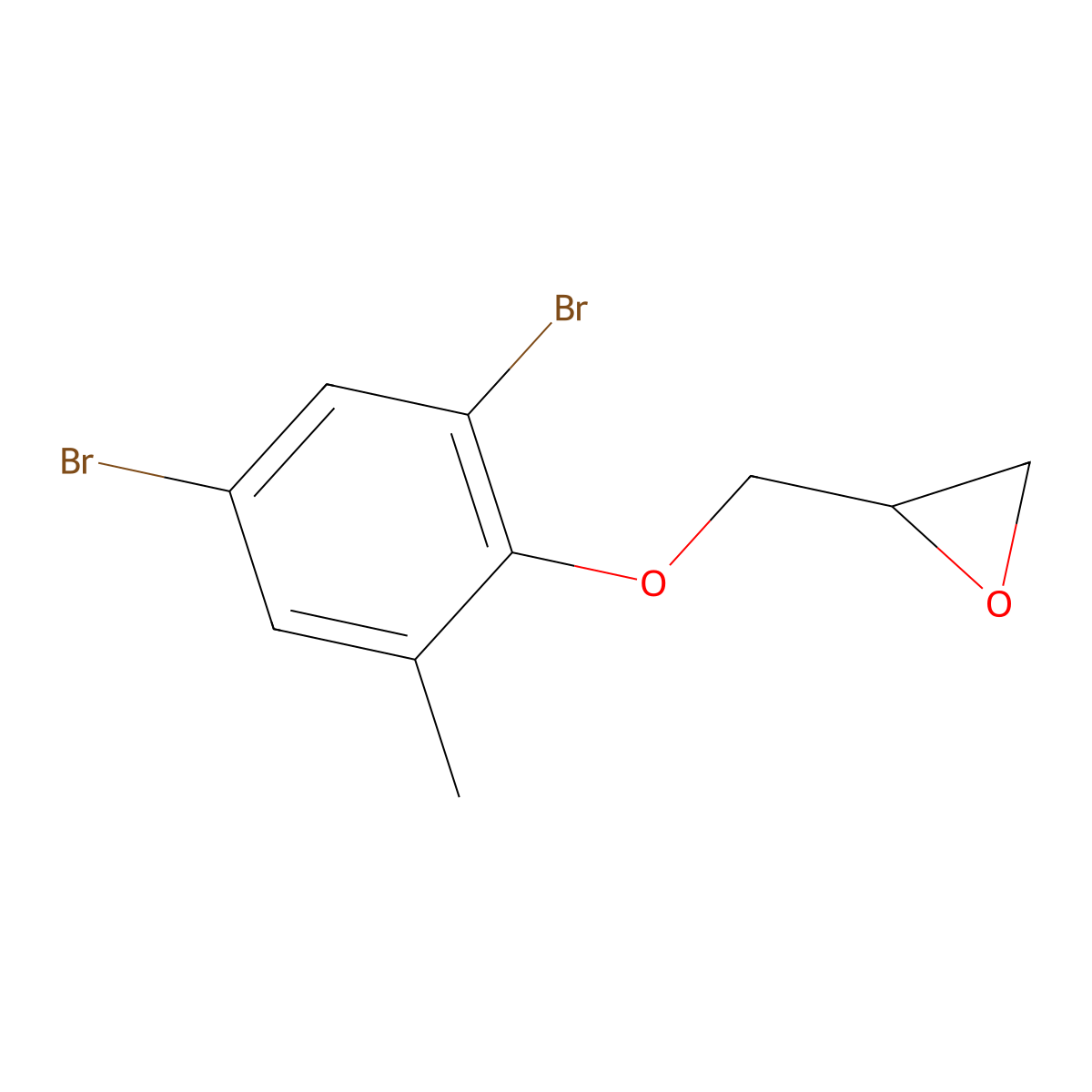Oxirane, 2-((2,4-dibromo-6-methylphenoxy)methyl)- molecular structure, CAS 75150-13-9